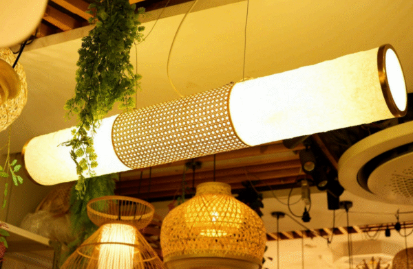 Banana Hand made paper + Natural Rattan Pendant Lamp