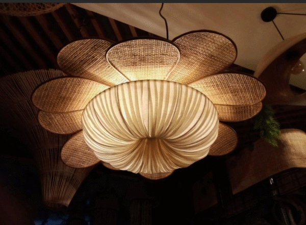 Rattan + Fabric doom lamp
