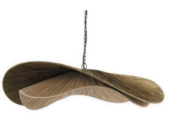 Natural shade, hang up with Powder coated chainRaffia hand braided Pendant